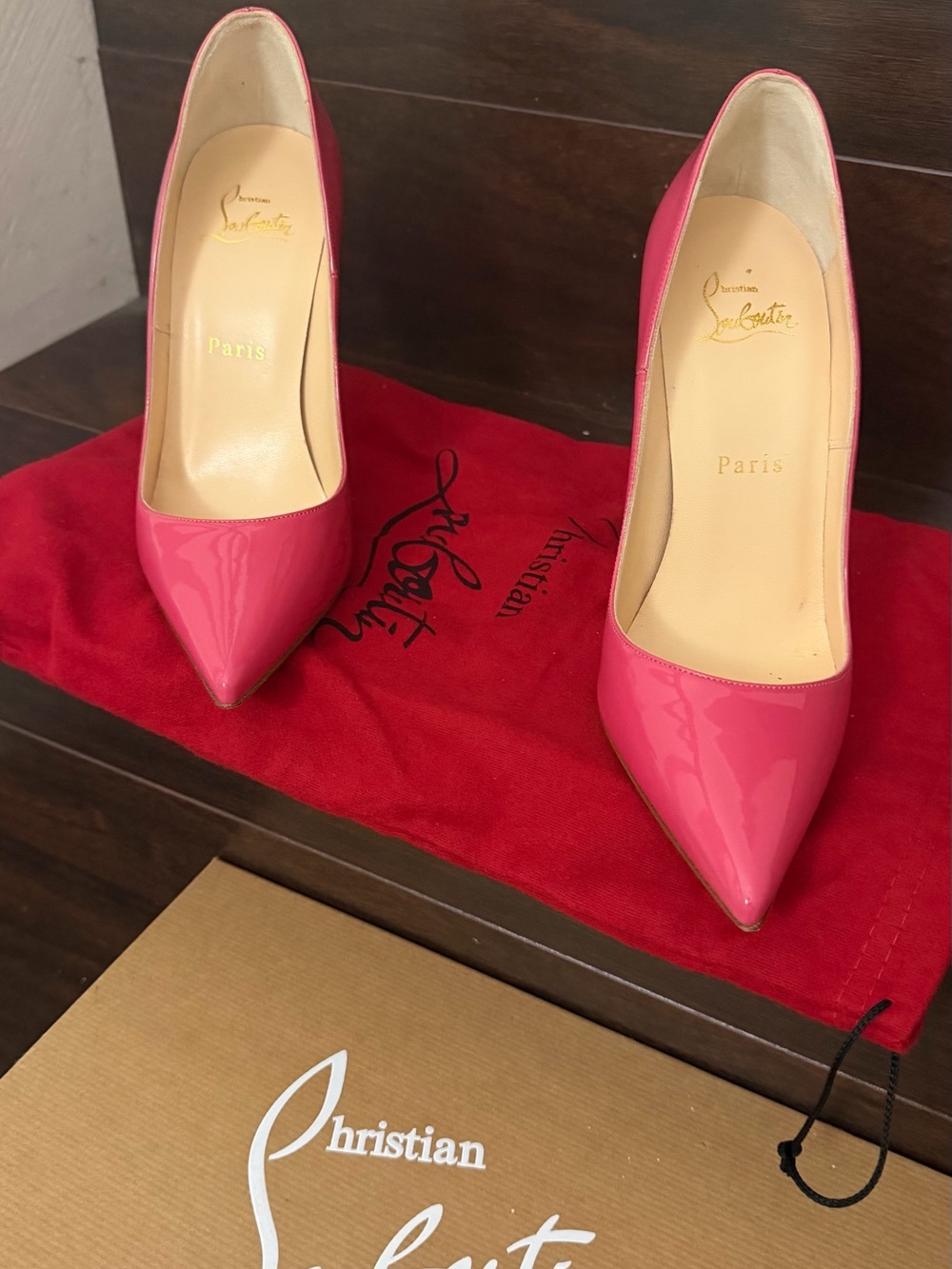 Christian Louboutin Pink Patent Pointed-Toe Stiletto Pumps